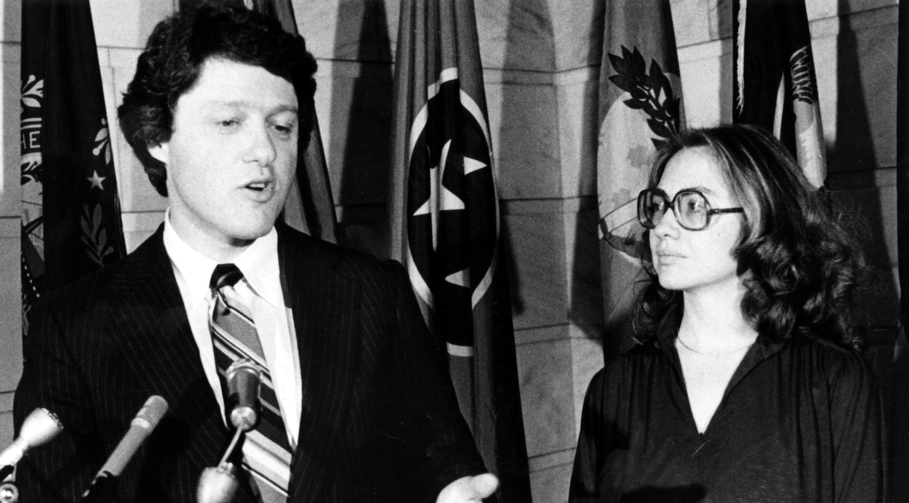 Bill Clinton and wife Hillary Clinton, on podium, 1970s, Image: 98242409, License: Rights-managed, Restrictions: For usage credit please use; Courtesy Everett Collection, Model Release: no, Credit line: Courtesy Everett Collection / Everett / Profimedia